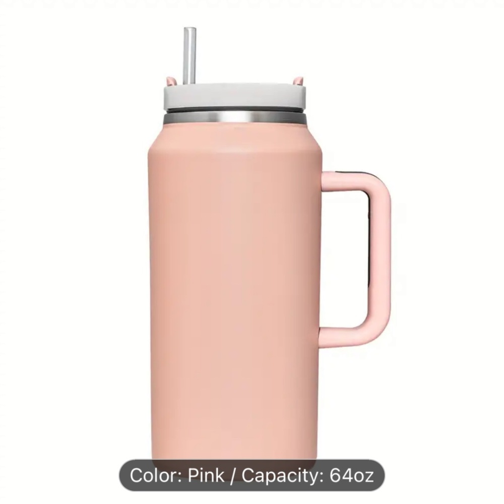 NWOT 64oz Stainless Steel Vacuum Insulated Tumbler With Lid And Straw, For Water